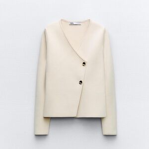 ZARA Tailored Knit Blazer White 4192/004